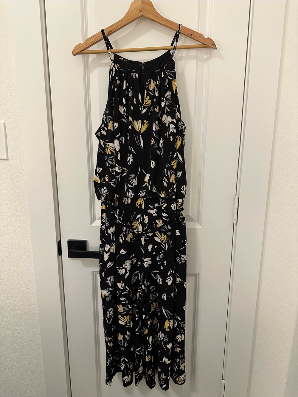 London Times Black Dress with White Floral Accents